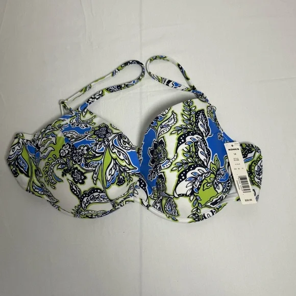 Croft & Barrow women’s Blue and Green 2pc Bikini Set with Floral Print Sz 14 NWT - Picture 3 of 7